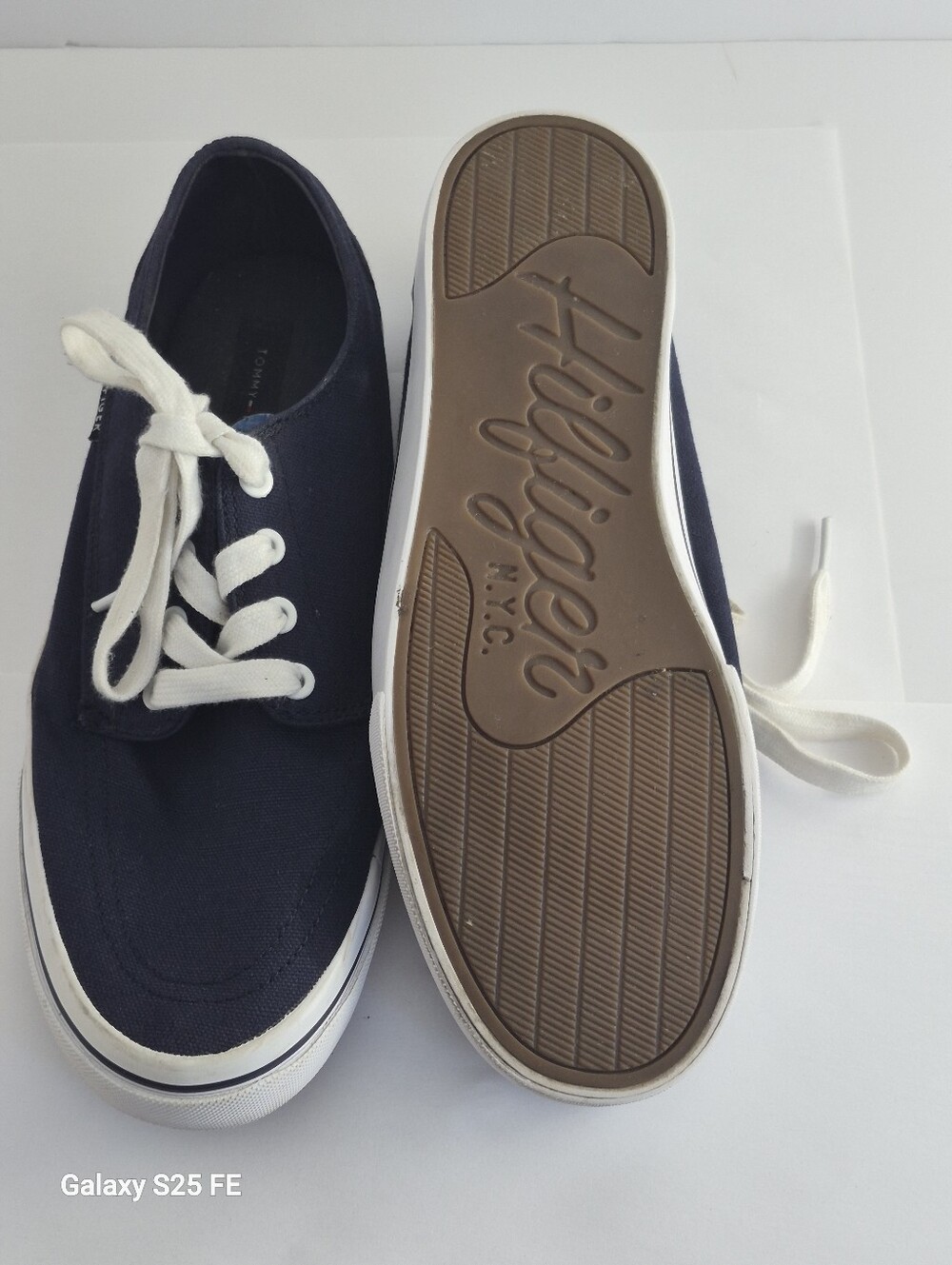 Classic Canvas Lace-Up Sneakers with a Navy Stripe On Soles - Picture 9 of 12